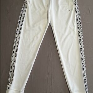 Nike White Track Pants with Black Logo Tag
